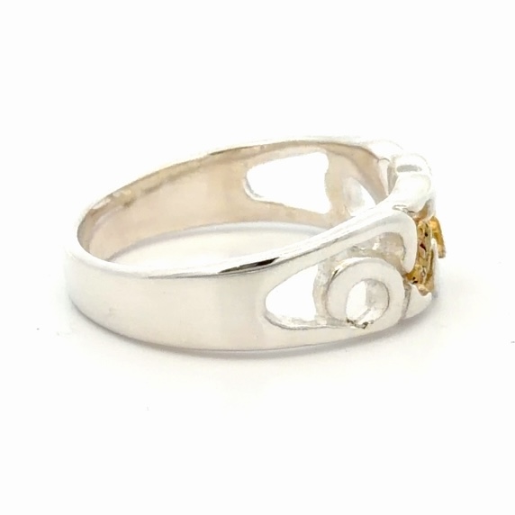 Unique Sterling Silver & Gold Nugget Lady's Ring RLLW14NSS - Image 4