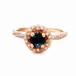 Blue Topaz Rose Gold Ladies Estate Ring 077322