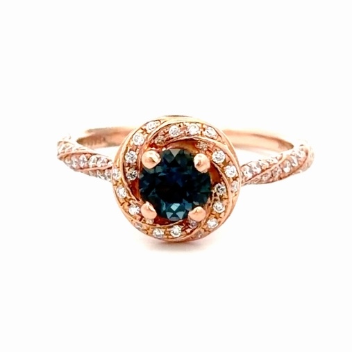 Blue Topaz Rose Gold Ladies Estate Ring 077322