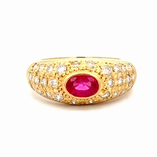 18k Ruby & Diamond Ladies Estate Ring 077324