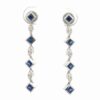18K Sapphire & Diamonds Long Post Estate Earrings 078348