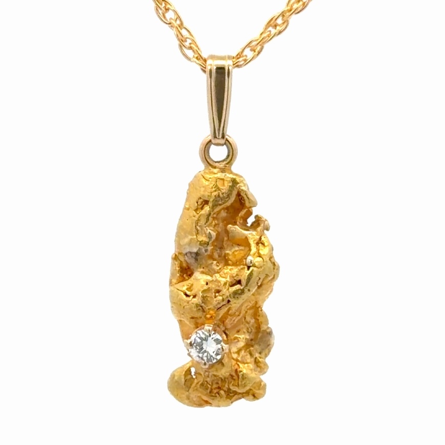 Gold Nugget & Diamond Estate Pendant 078361