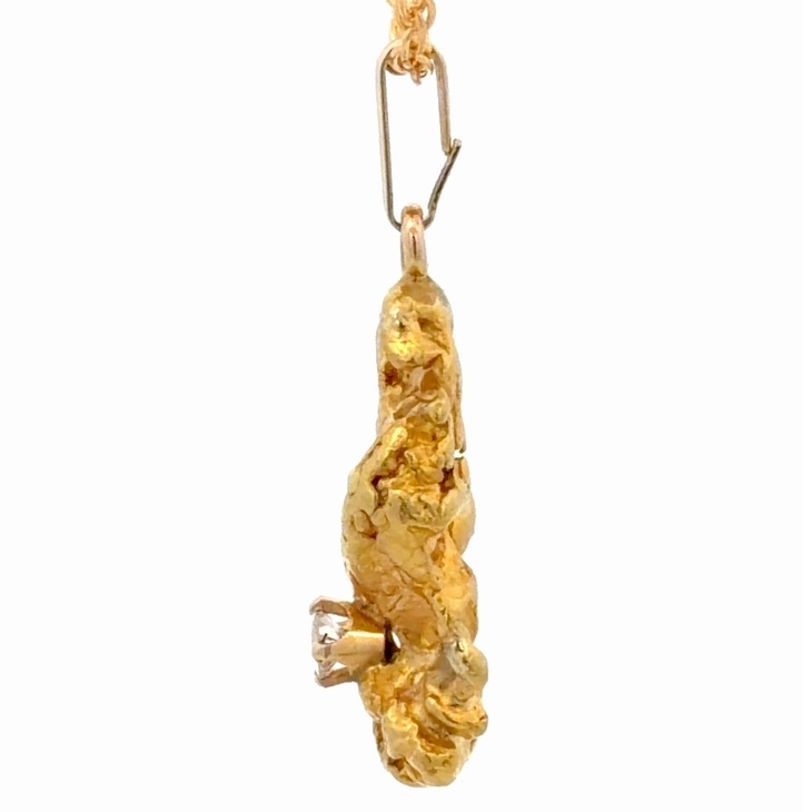 Gold Nugget & Diamond Estate Pendant 078361 - Image 2