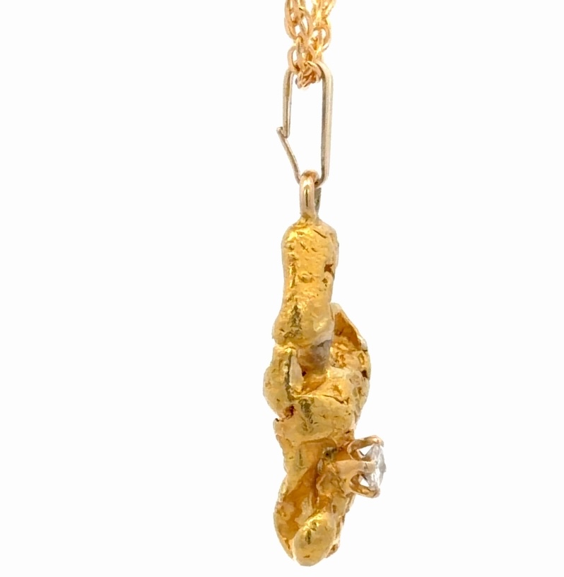Gold Nugget & Diamond Estate Pendant 078361 - Image 4