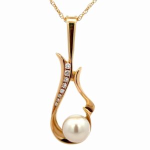 11.5mm Pearl & Diamond Ladies Estate Pendant CON 090694