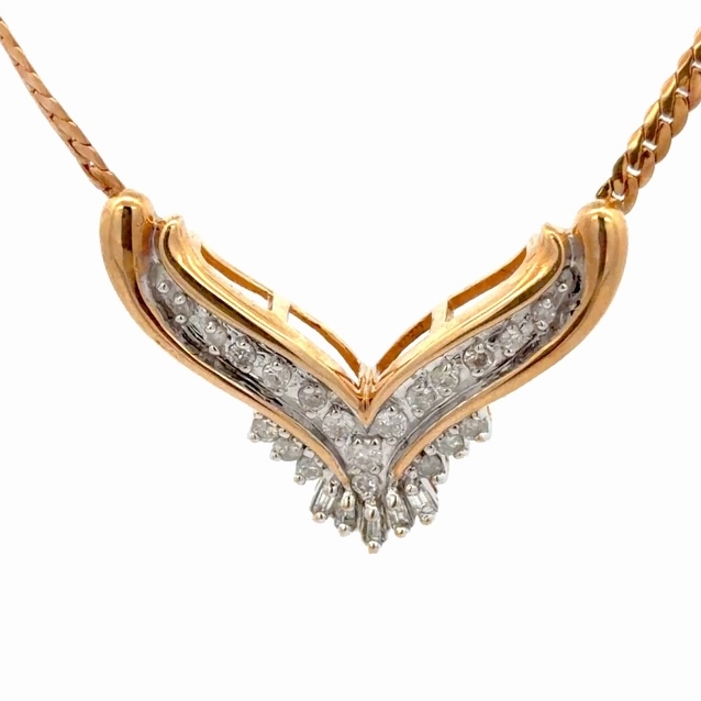 Diamond & 14k Yellow Gold Ladies Estate Necklace 5479