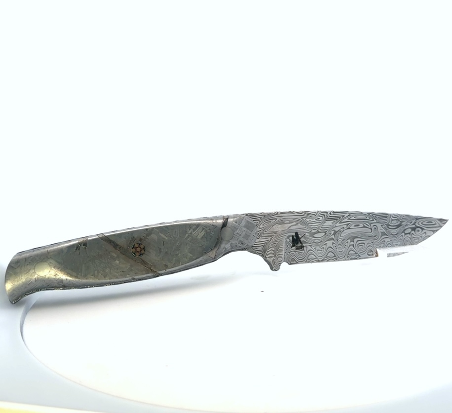 Semper Sharp Outdoorsman Meteorite & Stainless Steel Damascus Knife 8058