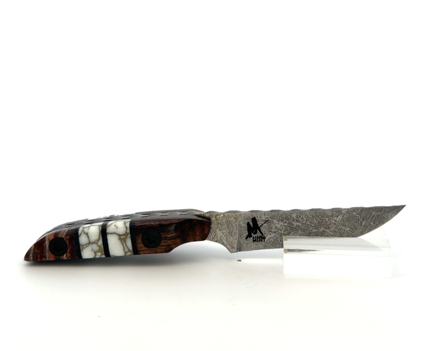 Semper Sharp Puffin Hawaiian Koa & White Turquoise & Mammoth Molar Knife 8226