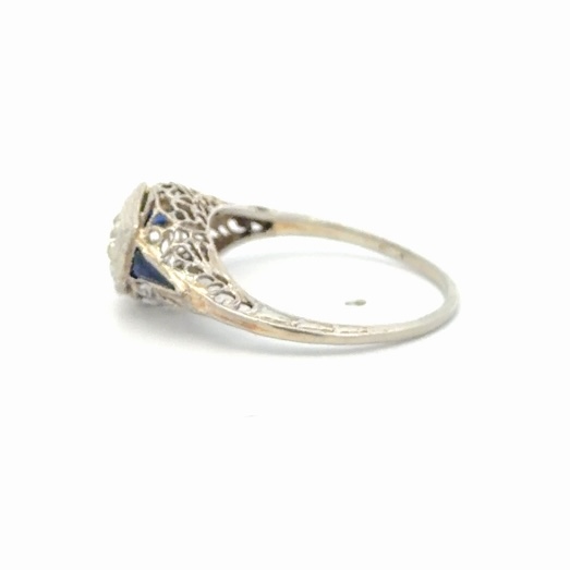 Synthetic Sapphire & Diamond Antique Ladies Estate Ring 077348 - Image 2