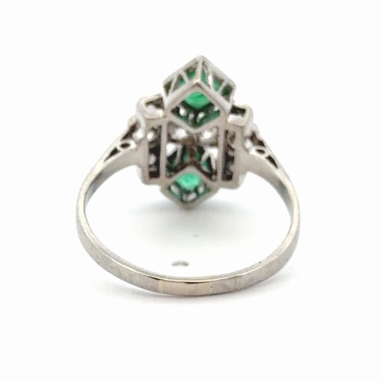 Emerald & Diamond Antique Ladies Estate Ring 077350 - Image 3