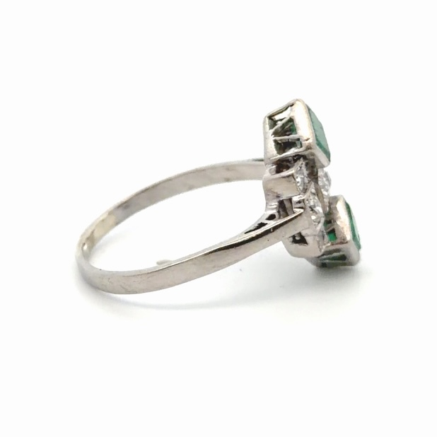 Emerald & Diamond Antique Ladies Estate Ring 077350 - Image 4