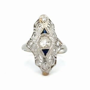 Antique Mine Cut Diamond Ladies Estate Ring 077362