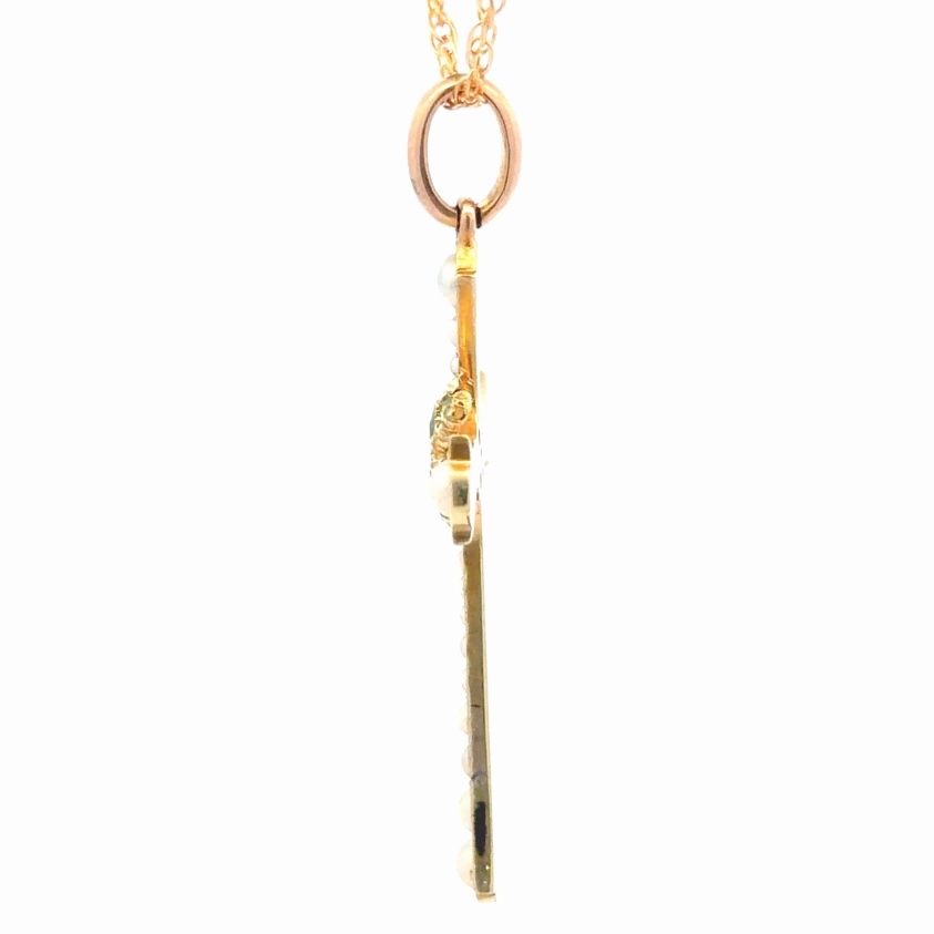 Demantoid Garnet & Pearl Ladies Cross Estate Pendant 077363 - Image 2