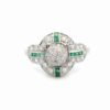 Estate Art Deco Emerald & Diamond Ladies Ring 077364