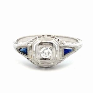 Diamond & Synthetic Sapphires Ladies Estate Ring 077368