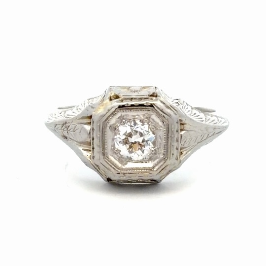 Single Euro Cut Diamond Ladies Estate Ring 077370