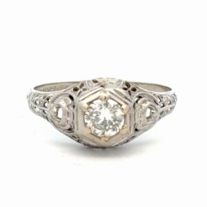 Single Diamond Vintage Ladies Estate Ring 077373