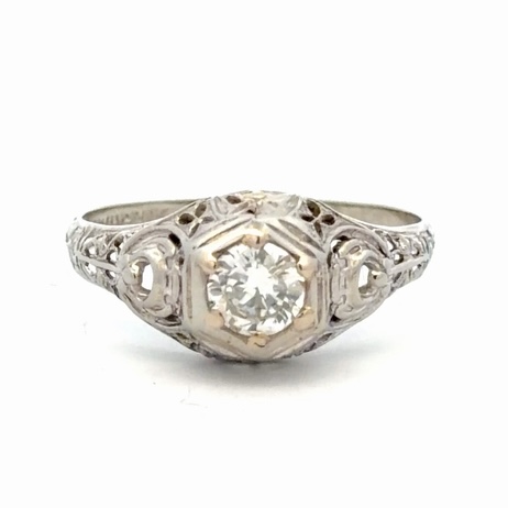 Single Diamond Vintage Ladies Estate Ring 077373
