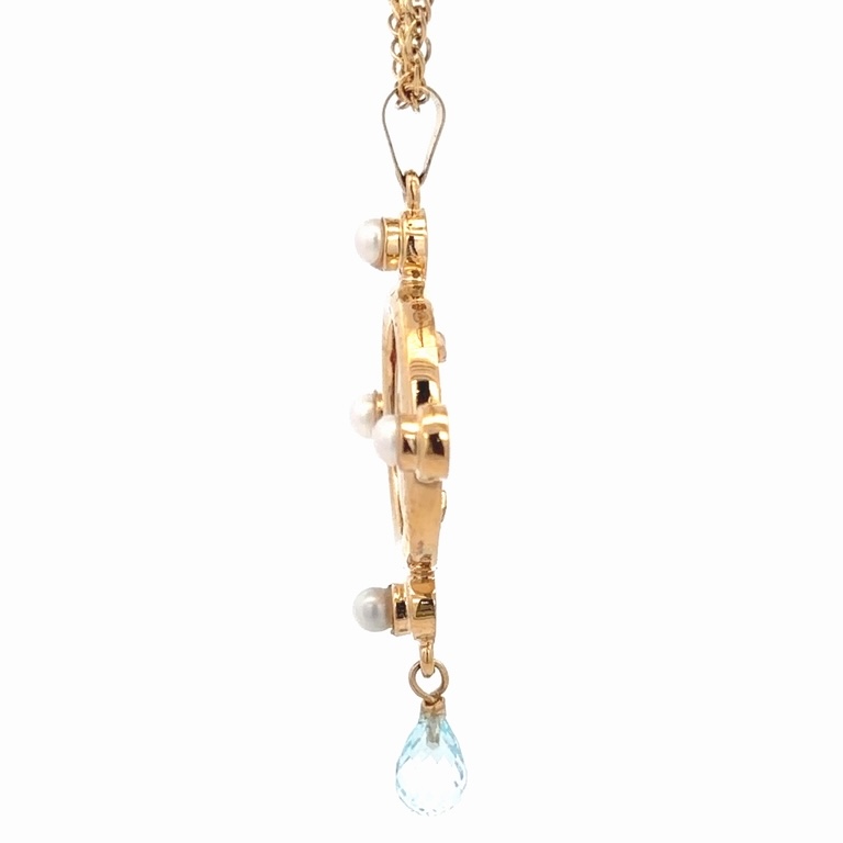 Blue Topaz, Pearls, 1/10th oz Alaska Mint Estate Pendant 078123 - Image 2