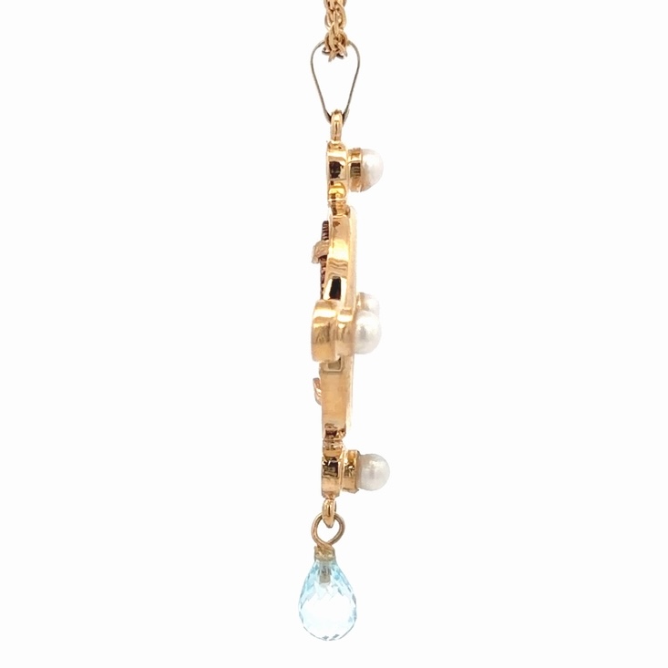 Blue Topaz, Pearls, 1/10th oz Alaska Mint Estate Pendant 078123 - Image 4