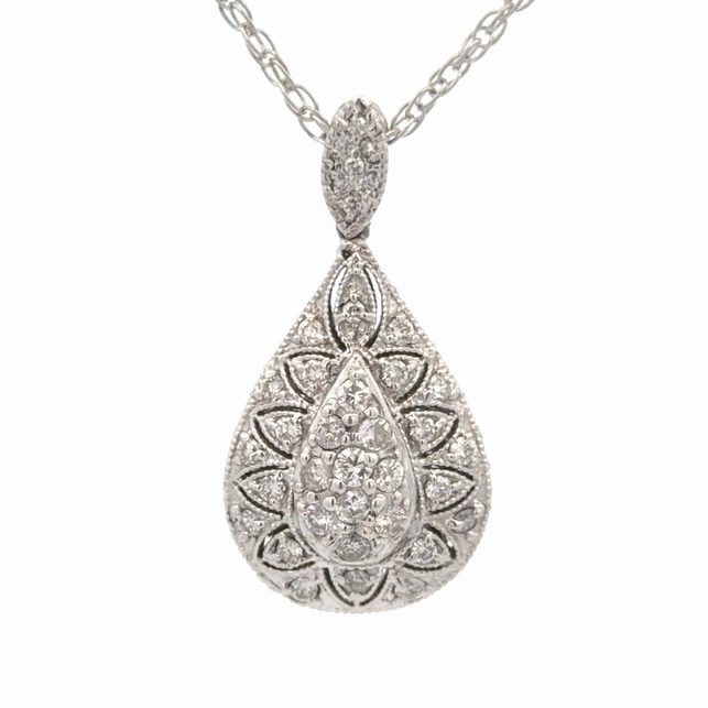 Teardrop Multi Diamond Ladies Estate Pendant 078349