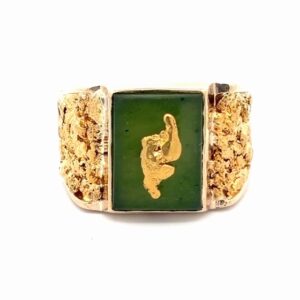 Men's Gold Nugget & Jade Estate Ring 078379