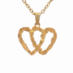 Gold Nugget Estate Double Heart Pendant 078387
