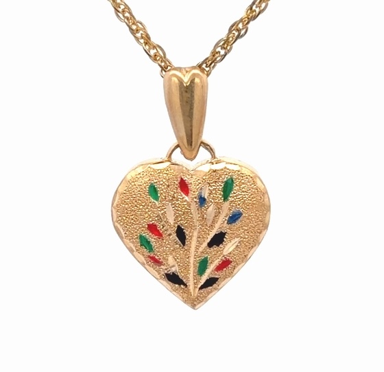14K & Enamel Heart Estate Pendant 090674