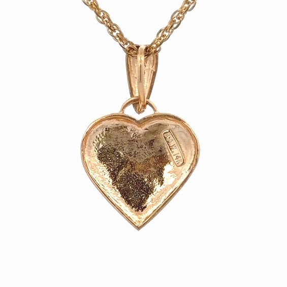 14K & Enamel Heart Estate Pendant 090674 - Image 3