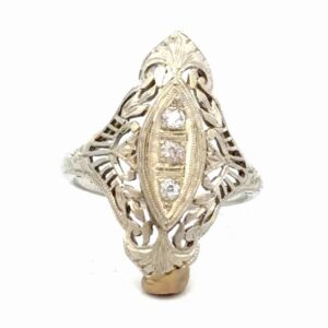 Art Deco Mine Cut Diamonds Ladies Estate Ring 077369