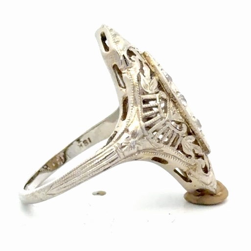 Art Deco Mine Cut Diamonds Ladies Estate Ring 077369 - Image 4
