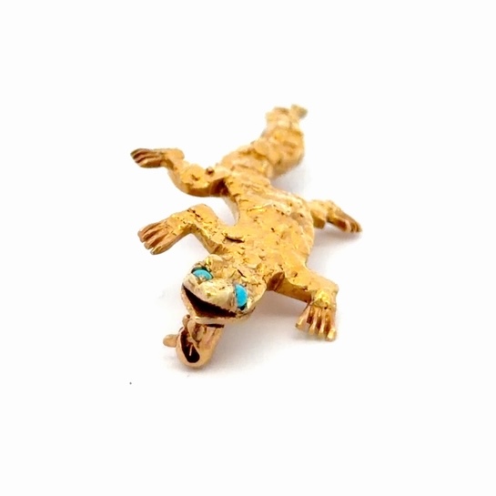 Gold Nugget Lizard Estate Pin 077381 - Image 4
