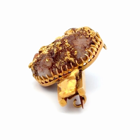 15k Gold & Gold Quartz Estate Pin 077383 - Image 2
