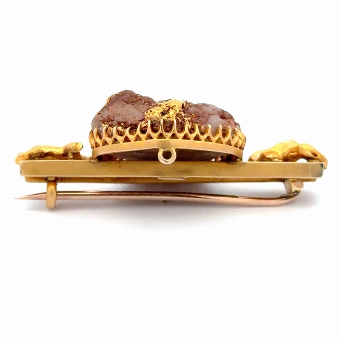 15k Gold & Gold Quartz Estate Pin 077383 - Image 3