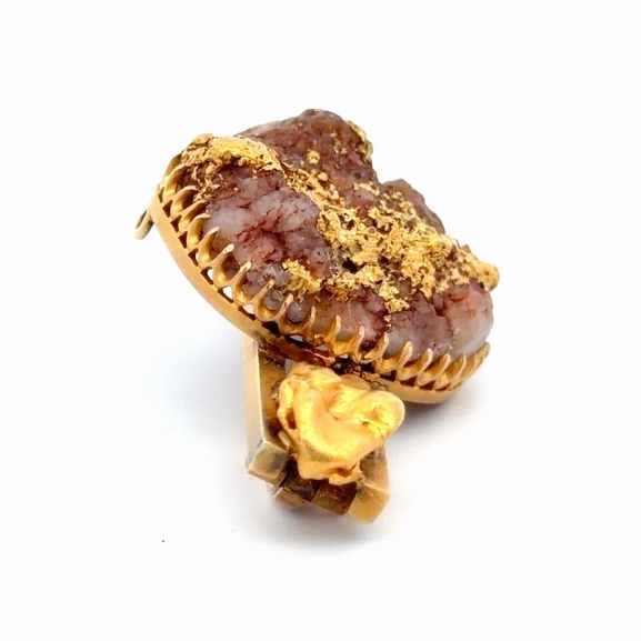 15k Gold & Gold Quartz Estate Pin 077383 - Image 4