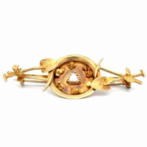 Rough Diamond Gold Pan Estate Pin 077384