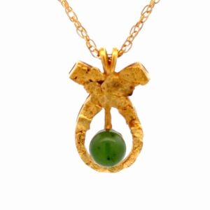 Gold Nugget & Jade Estate Pendant 078389