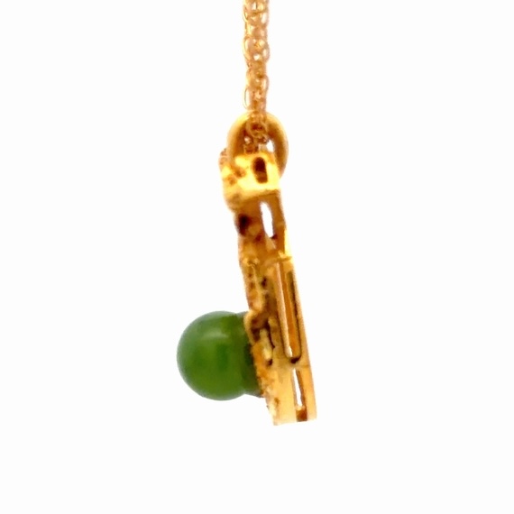Gold Nugget & Jade Estate Pendant 078389 - Image 2