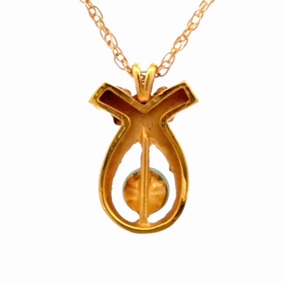 Gold Nugget & Jade Estate Pendant 078389 - Image 3