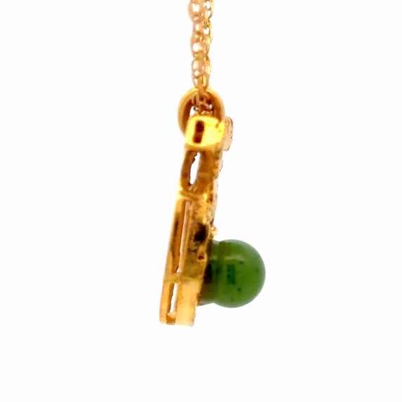 Gold Nugget & Jade Estate Pendant 078389 - Image 4