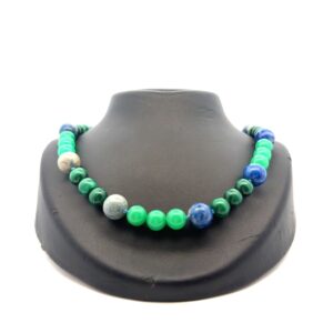 Malachite, Lapis, and Green Quartz Estate Necklace 078418