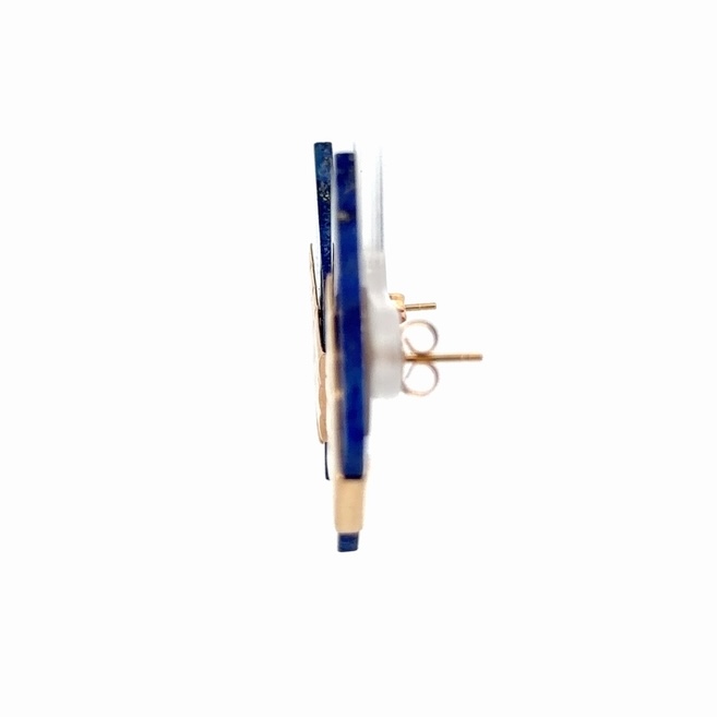 Lapis & 14K Gold Post Estate Earrings 078420 - Image 2