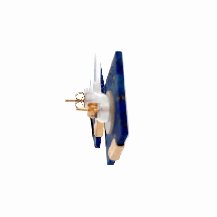 Lapis & 14K Gold Post Estate Earrings 078420 - Image 4