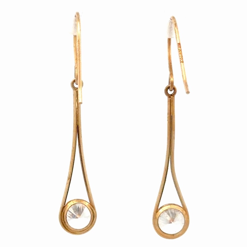 14K Cubic Zirconia Drop Estate Earrings 078426 - Image 3