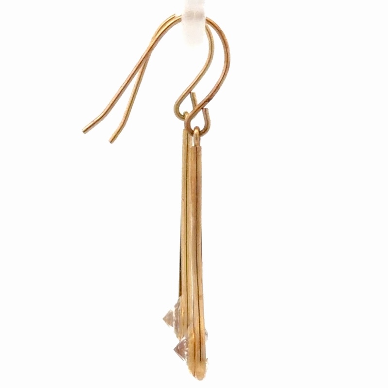 14K Cubic Zirconia Drop Estate Earrings 078426 - Image 4