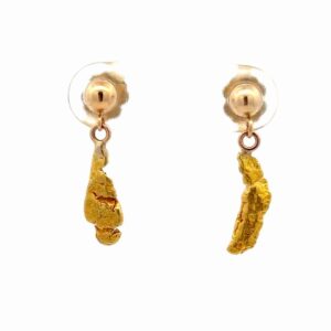 Gold Nugget Dangle Post Estate Earrings 078438