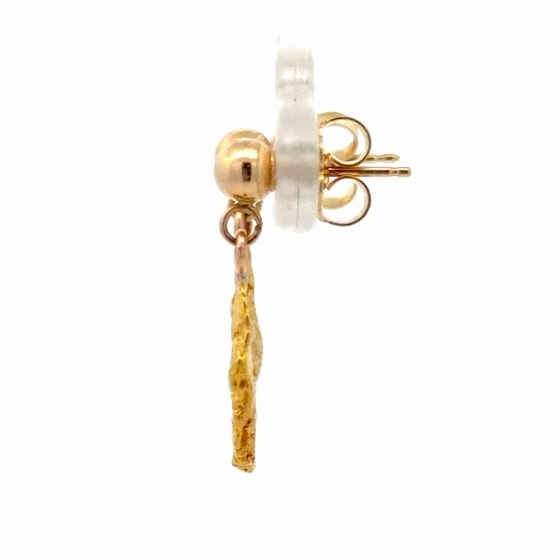 Gold Nugget Dangle Post Estate Earrings 078438 - Image 2