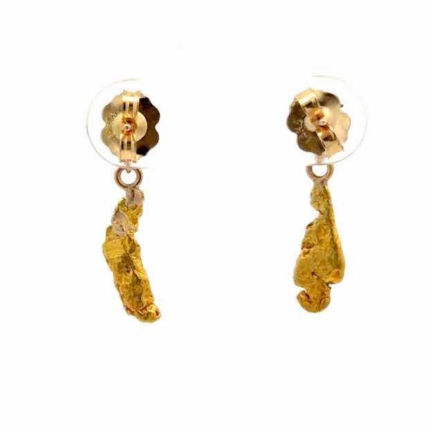 Gold Nugget Dangle Post Estate Earrings 078438 - Image 3