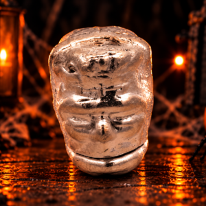 Large Hand Poured Silver 3-D Frankenstein Head