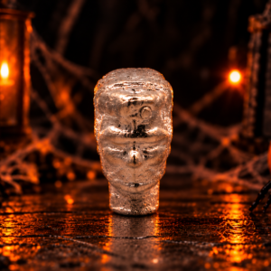 Small Hand Poured Silver 3-D Frankenstein Head